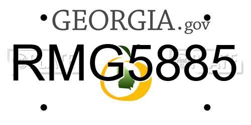 RMG5885 Georgia License Plate