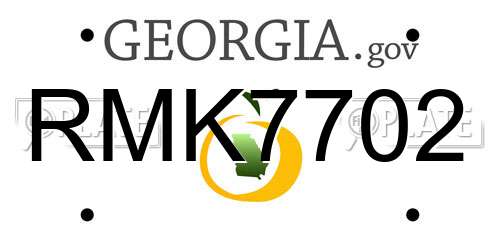 RMK7702 Georgia License Plate