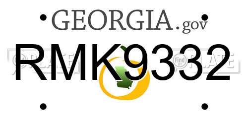 RMK9332 Georgia License Plate