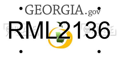 RML2136 Georgia License Plate