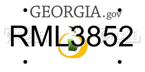 RML3852 Georgia License Plate