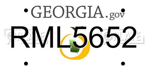 RML5652 Georgia License Plate