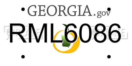 RML6086 Georgia License Plate