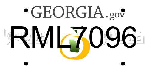 RML7096 Georgia License Plate