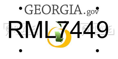 RML7449 Georgia License Plate