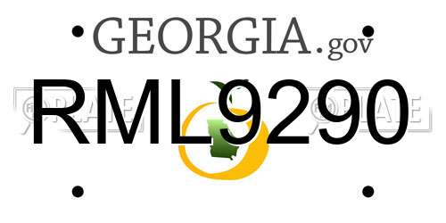 RML9290 Georgia License Plate