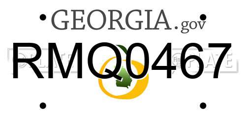 RMQ0467 Georgia License Plate
