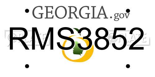 RMS3852 Georgia License Plate