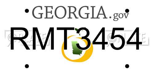 RMT3454 Georgia License Plate