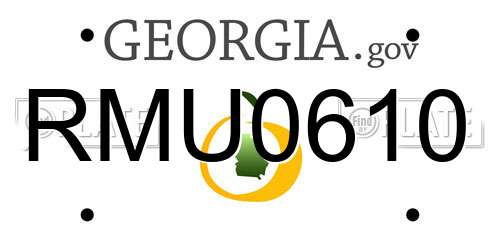 RMU0610 Georgia License Plate