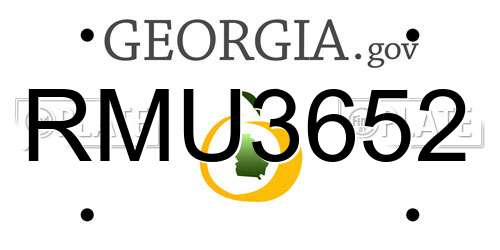 RMU3652 Georgia License Plate