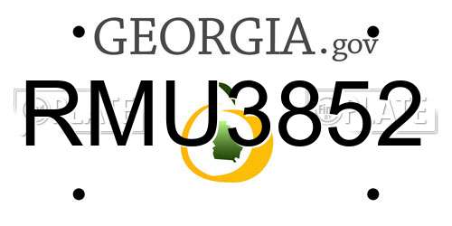 RMU3852 Georgia License Plate