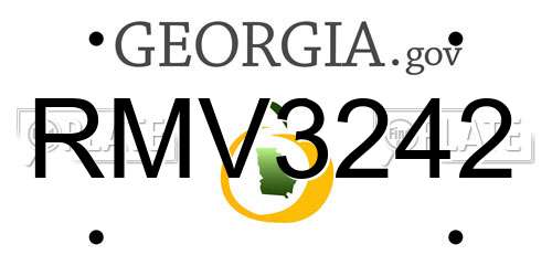 RMV3242 Georgia License Plate