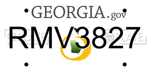 RMV3827 Georgia License Plate