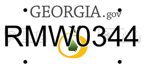 RMW0344 Georgia License Plate