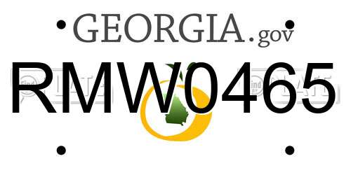 RMW0465 Georgia License Plate