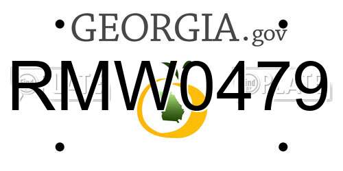 RMW0479 Georgia License Plate