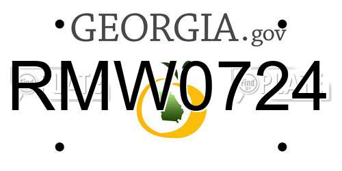 RMW0724 Georgia License Plate