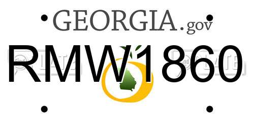 RMW1860 Georgia License Plate