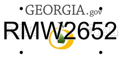 RMW2652 Georgia License Plate