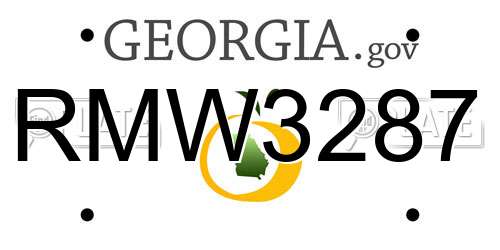 RMW3287 Georgia License Plate
