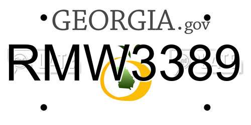 RMW3389 Georgia License Plate