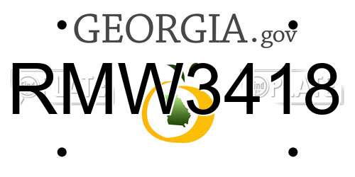RMW3418 Georgia License Plate