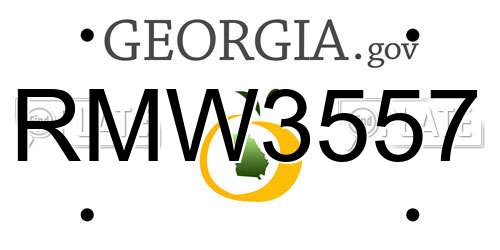 RMW3557 Georgia License Plate