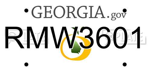 RMW3601 Georgia License Plate