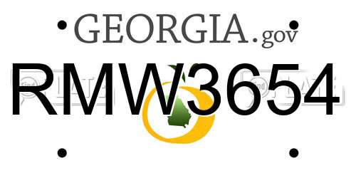 RMW3654 Georgia License Plate
