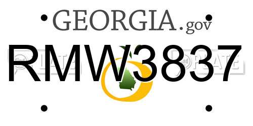RMW3837 Georgia License Plate