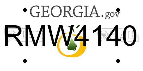 RMW4140 Georgia License Plate