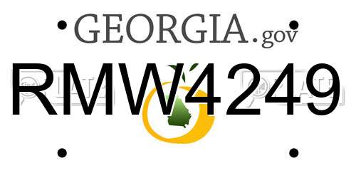 RMW4249 Georgia License Plate
