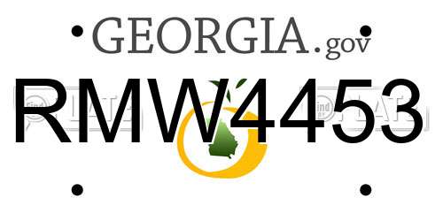 RMW4453 Georgia License Plate
