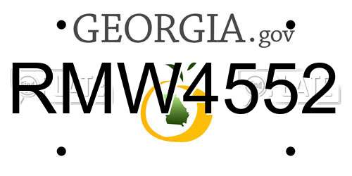 RMW4552 Georgia License Plate