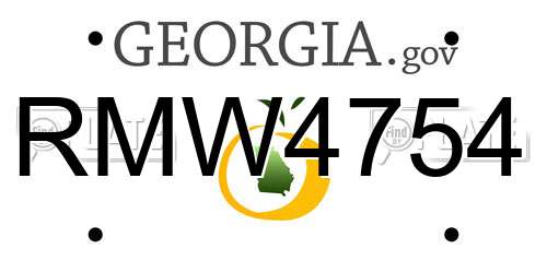 RMW4754 Georgia License Plate