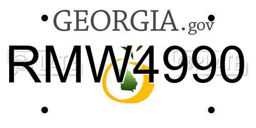 RMW4990 Georgia License Plate
