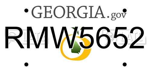 RMW5652 Georgia License Plate