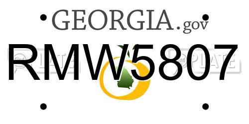 RMW5807 Georgia License Plate