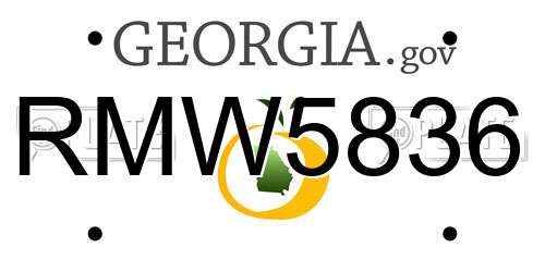 RMW5836 Georgia License Plate