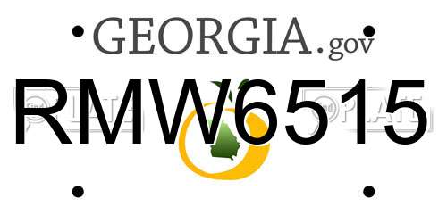 RMW6515 Georgia License Plate