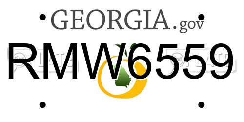 RMW6559 Georgia License Plate