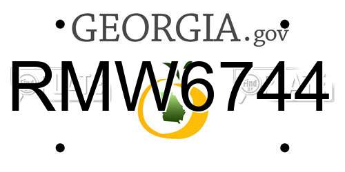 RMW6744 Georgia License Plate