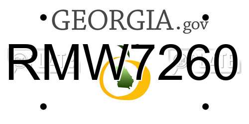 RMW7260 Georgia License Plate