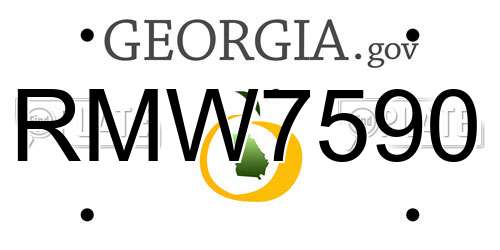 RMW7590 Georgia License Plate