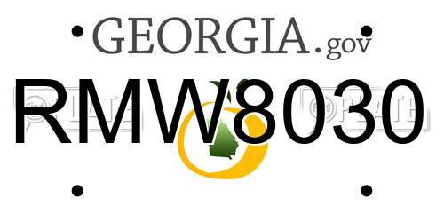 RMW8030 Georgia License Plate