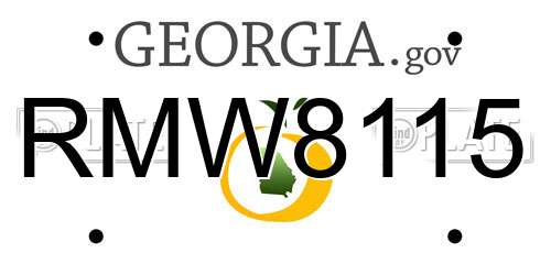 RMW8115 Georgia License Plate