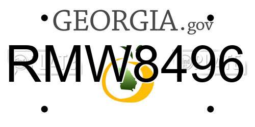 RMW8496 Georgia License Plate