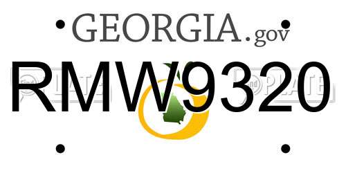RMW9320 Georgia License Plate