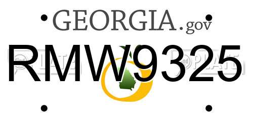RMW9325 Georgia License Plate